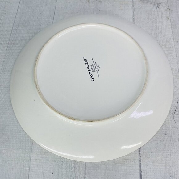 Rachael Ray SUN DAISY L008 Handpainted Blue Lines Stoneware Dinner Plate Set 4 - Picture 3 of 16